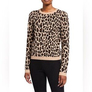 Alice + Olivia Connie Embellished Wool-Blend Animal Print Sweater Size S FLAWED